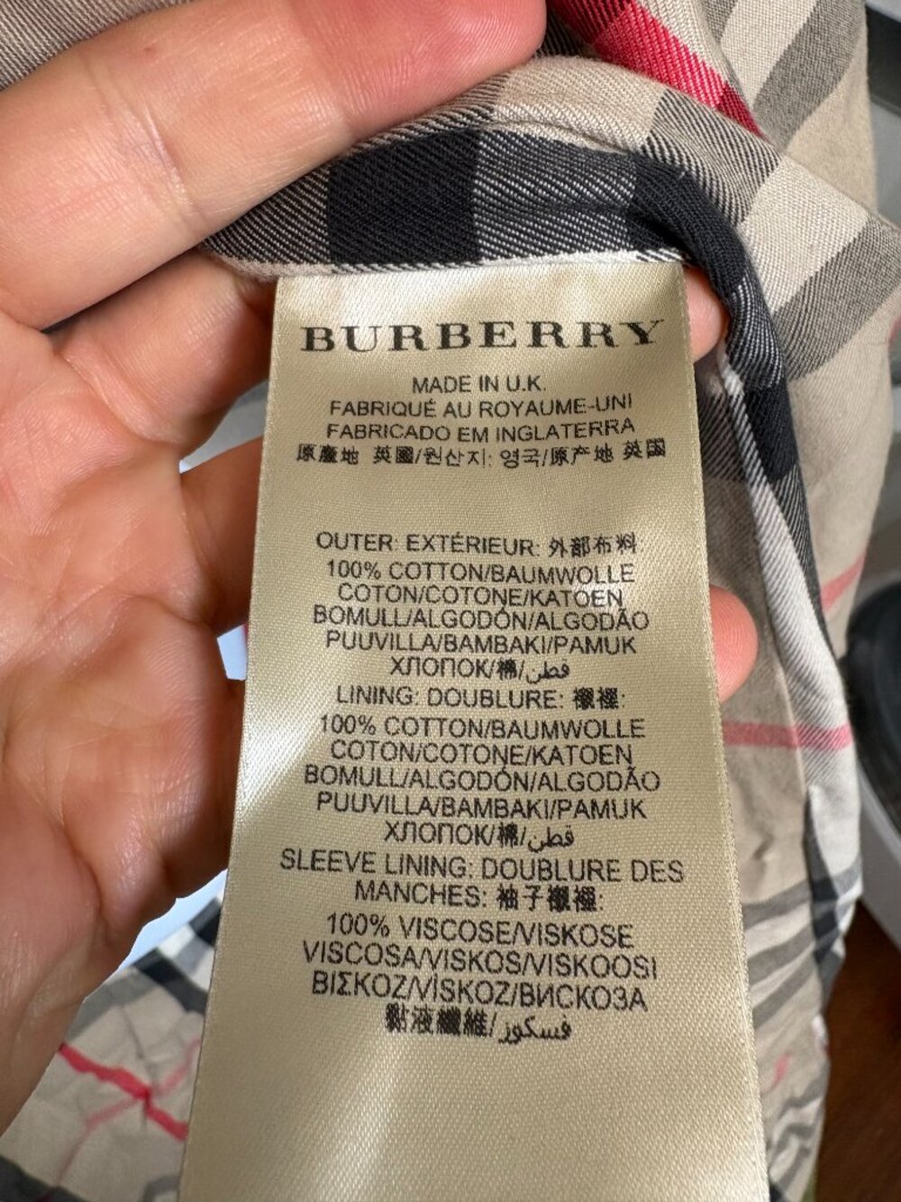 Burberry London Men’s Car Coat Olive Green Nova Check Lined Cotton Raincoat - Picture 12 of 13